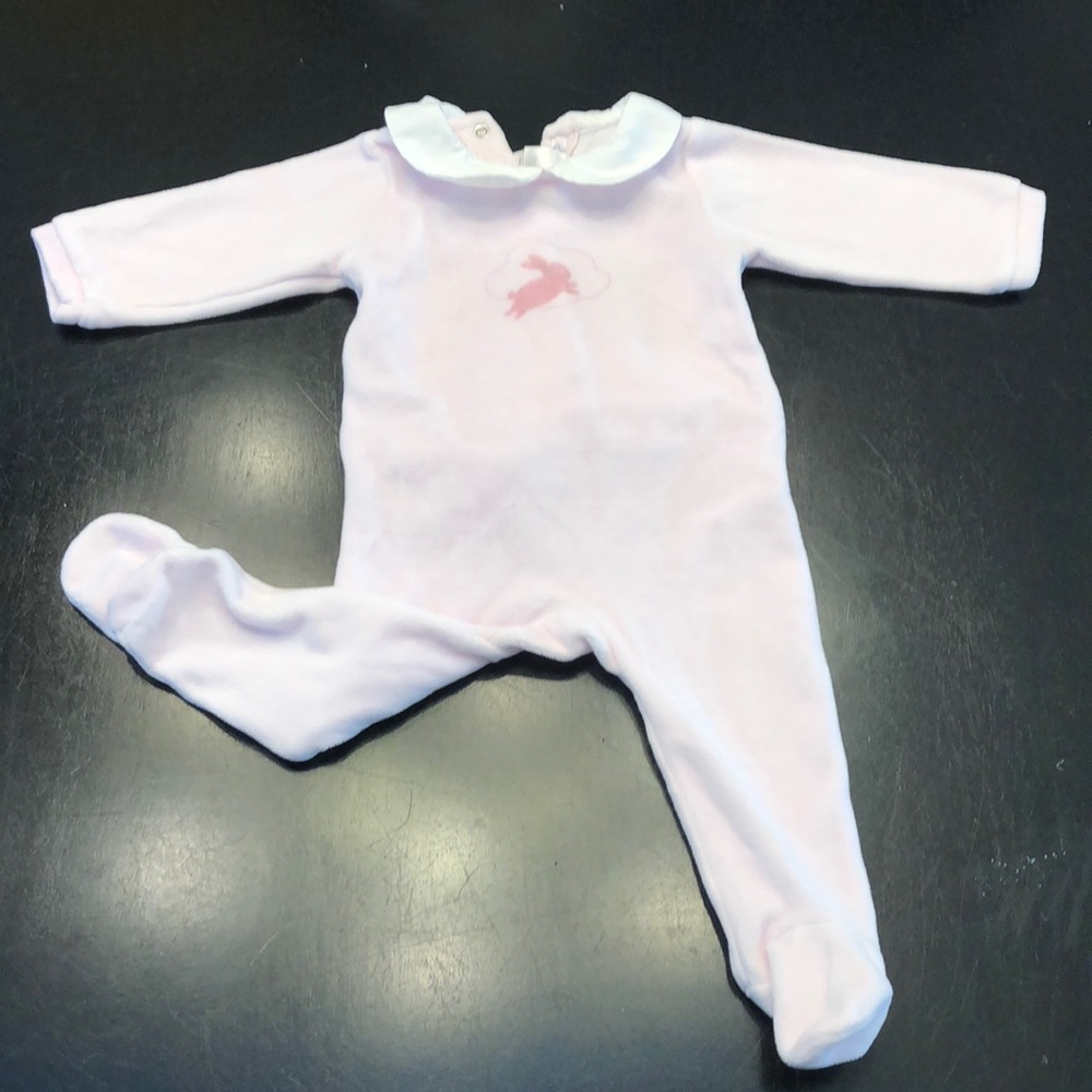 Girls Jacadi pink velour onesie. Size 6months.